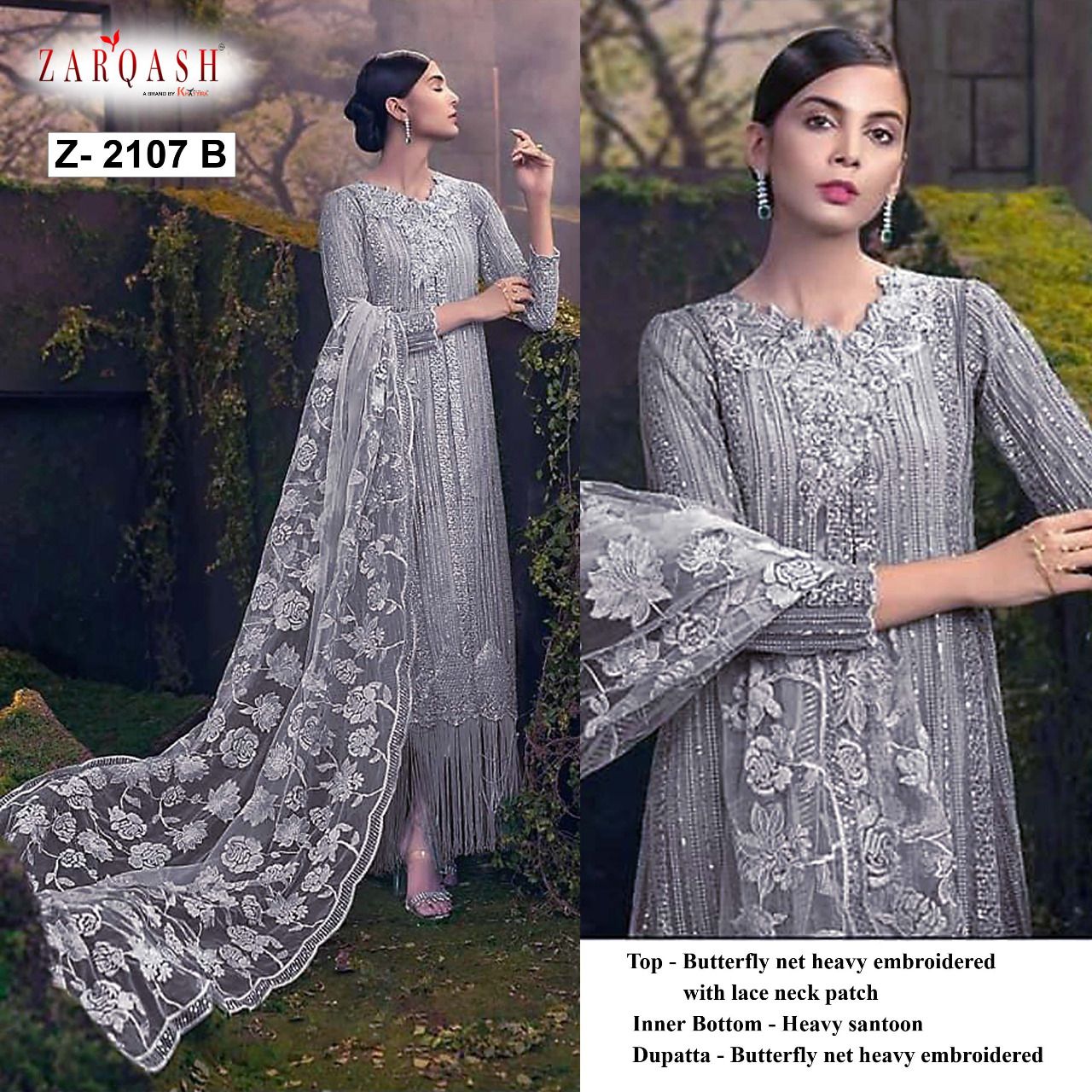Zarqash Sana Safinaz 2107 Heavy Wedding Wear Pakistani Salwar Kameez Collection